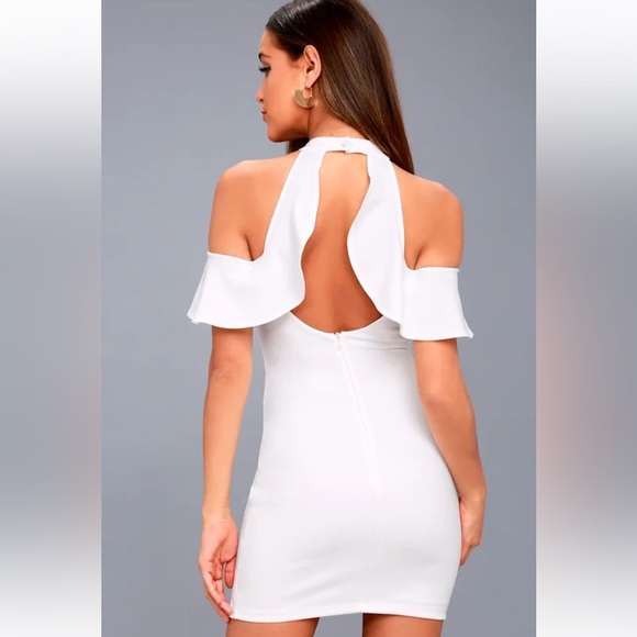 Lulu's Your Time Bodycon White Off the Shoulder Mini Dress - Picture 3 of 10